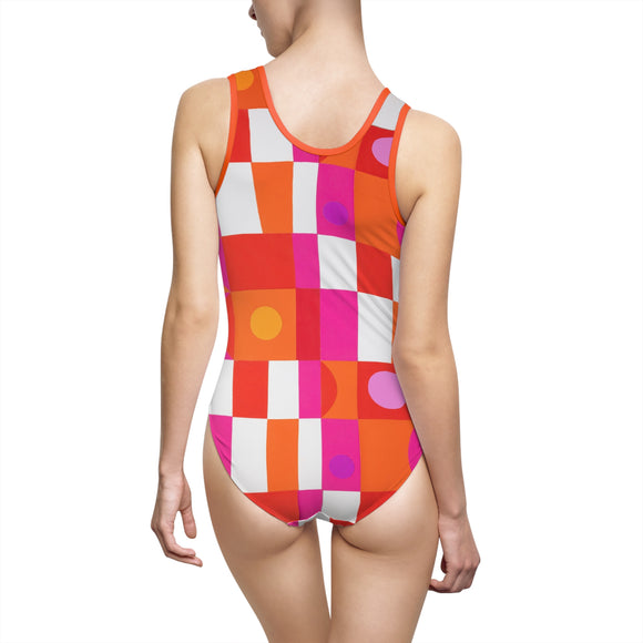 Edie Harper Mod Graphic Print Women's Classic One-Piece Swimsuit