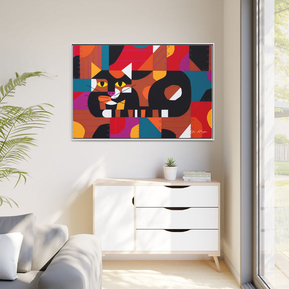 Crazy Cat Crazy Quilt Edie Harper Framed Giclee Print Stretched On Canvas