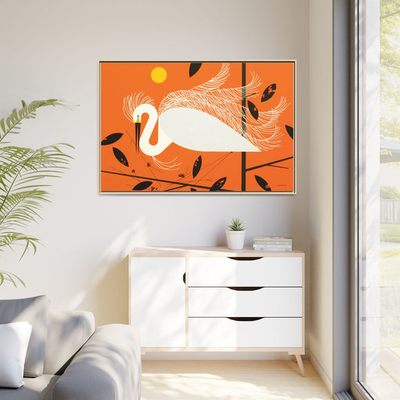 Snowy Egret Charley Harper Framed Giclee Print on Stretched Canvas