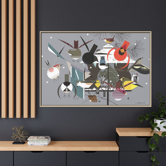 Winter Charley Harper Framed Giclee Print Stretched On Canvas
