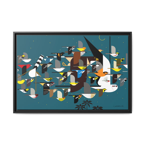 Charley Harper Mystery Of The Missing Migrants Framed Giclee On Canvas Wall  Art