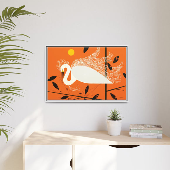 Snowy Egret Charley Harper Framed Giclee Print on Stretched Canvas