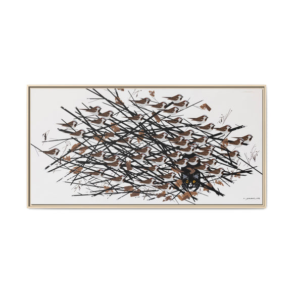 His Eyes Are On The Sparrow Charley Harper Framed Giclee Print Stretched on Canvas