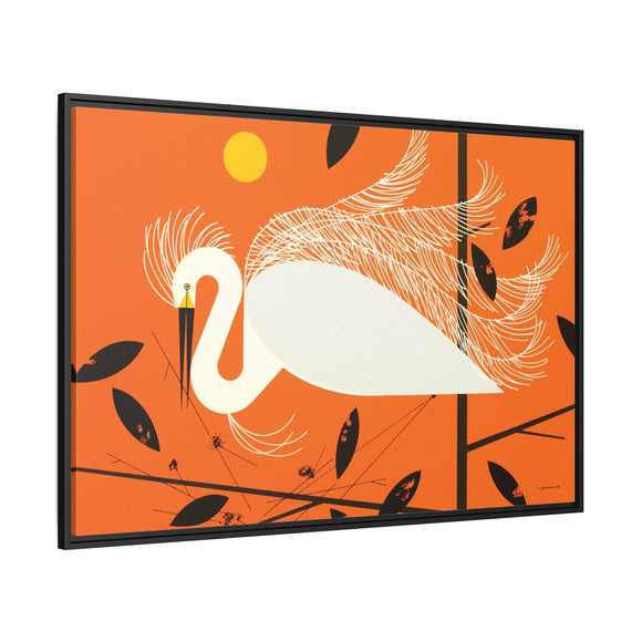 Snowy Egret Charley Harper Framed Giclee Print on Stretched Canvas