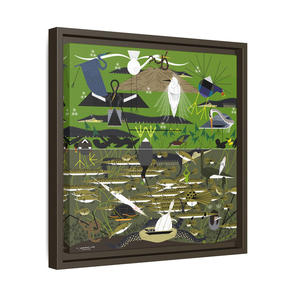 Charley Harper Florida Everglades Wall Art – Mid-Century Modern Geometric Bird Canvas with Minimal Wildlife Accents