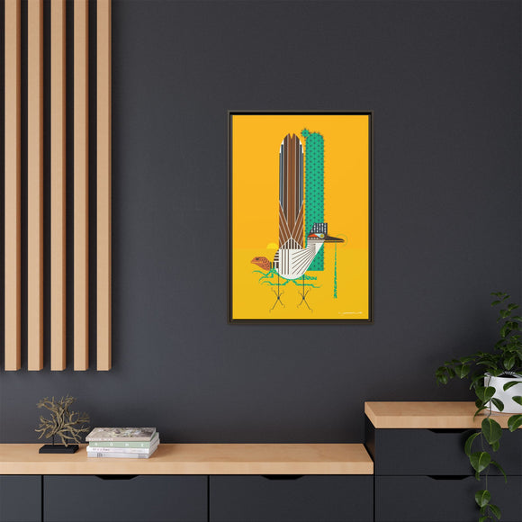 Tall Tail Charley Harper  Framed Giclee on Stretched Canvas Wall Art Southwest Mid-Century Modern Art