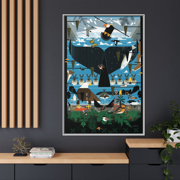 Glacier Bay Charley Harper Framed Giclee Print Stretched On Canvas