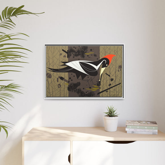 Ivory Billed Woodpecker Charley Harper Framed Giclee Print on Stretched on Canvas