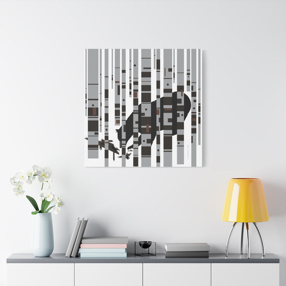 Bear in the Birches Charley Harper Giclee on Stretched Canvas