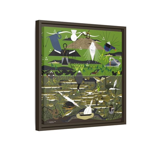 Charley Harper Florida Everglades Wall Art – Mid-Century Modern Geometric Bird Canvas with Minimal Wildlife Accents