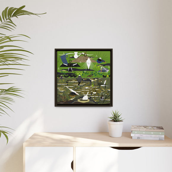 Charley Harper Florida Everglades Wall Art – Mid-Century Modern Geometric Bird Canvas with Minimal Wildlife Accents