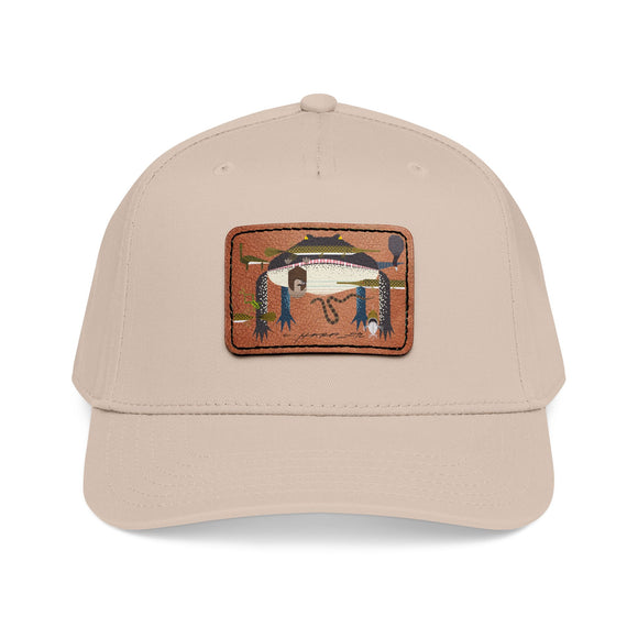 Everglades Mid Profile Baseball Cap with Leather Patch (Rectangle)