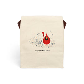 Cardinal Close Up Charley Harper Canvas Lunch Bag With Strap