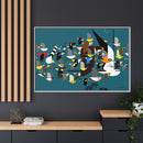 Charley Harper Mystery Of The Missing Migrants Framed Giclee On Canvas Wall  Art-65