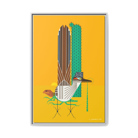 Tall Tail Charley Harper  Framed Giclee on Stretched Canvas Wall Art Southwest Mid-Century Modern Art