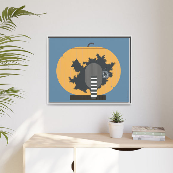 Racc-O-Lantern Charley Harper Framed Giclee Print Stretched On Canvas