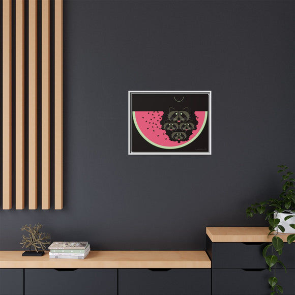 Watermelon Moon Charley Harper Framed Giclee Print on Matte Canvas