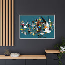 Charley Harper Mystery Of The Missing Migrants Framed Giclee On Canvas Wall  Art-47