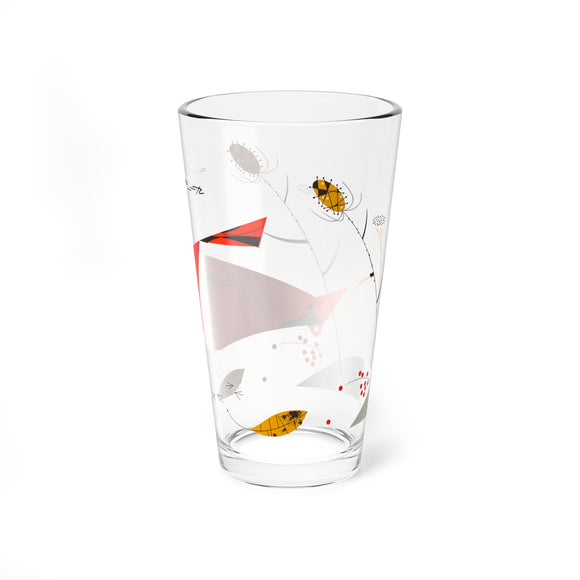 Cardinal and Berries Charley Harper Pint Glass, 16oz