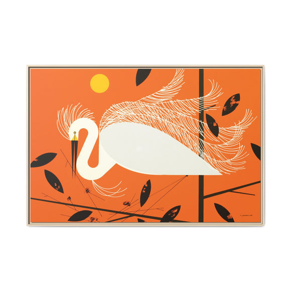 Snowy Egret Charley Harper Framed Giclee Print on Stretched Canvas