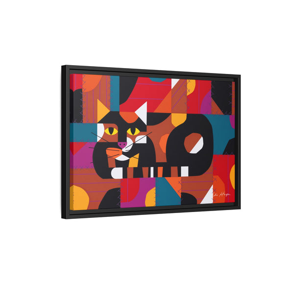 Crazy Cat Crazy Quilt Edie Harper Framed Giclee Print Stretched On Canvas