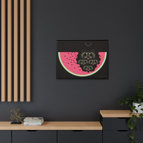 Watermelon Moon Charley Harper Framed Giclee Print on Matte Canvas