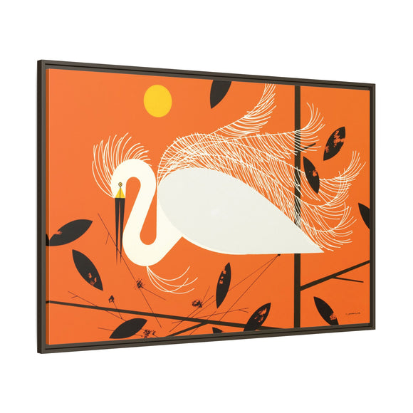 Snowy Egret Charley Harper Framed Giclee Print on Stretched Canvas