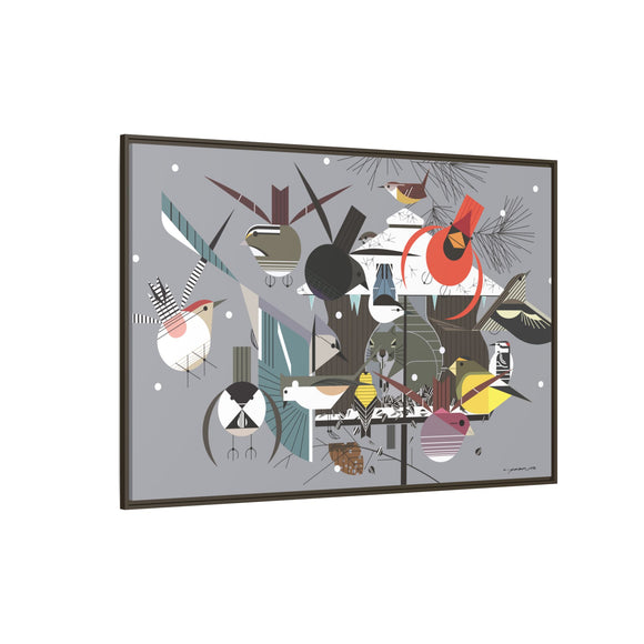 Winter Charley Harper Framed Giclee Print Stretched On Canvas
