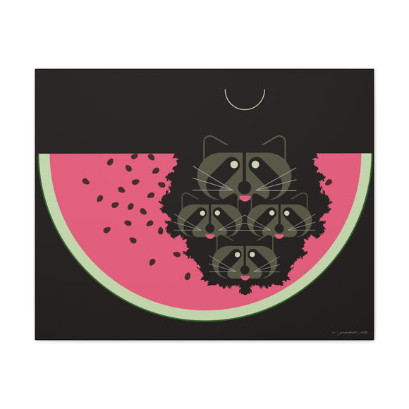 Watermelon Moon Charley Harper Unframed Giclee on Matte Stretched Canvas