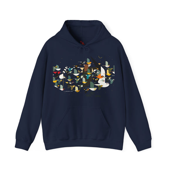 Charley Harper Mystery Of The Missing Migrants Unisex Heavy Blend™ Hooded Sweatshirt