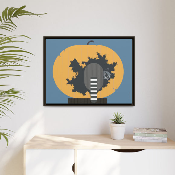 Racc-O-Lantern Charley Harper Framed Giclee Print Stretched On Canvas