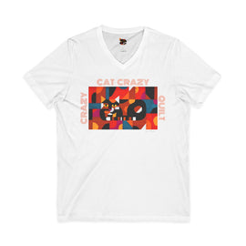 Edie Harper Crazy Cat Crazy Quilt Unisex Jersey Short Sleeve V-Neck Tee
