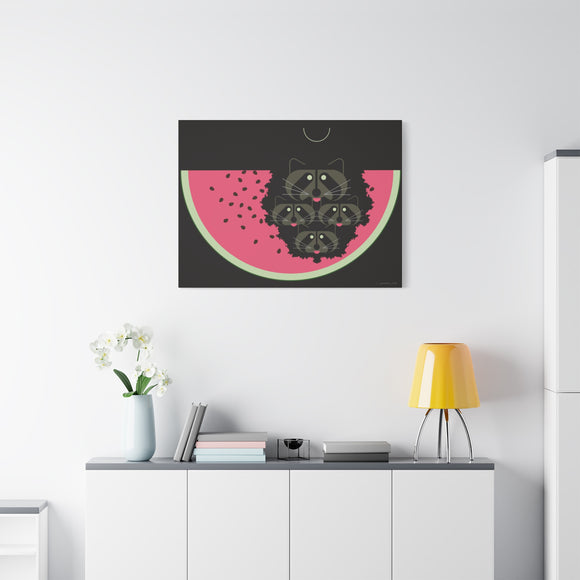 Watermelon Moon Charley Harper Unframed Giclee on Matte Stretched Canvas