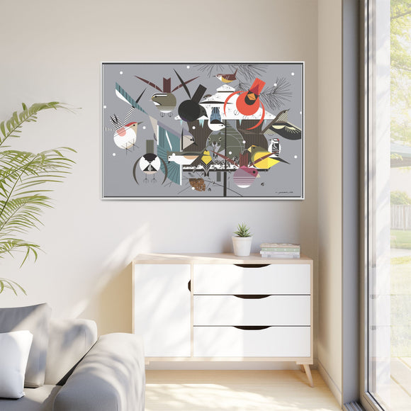 Winter Charley Harper Framed Giclee Print Stretched On Canvas