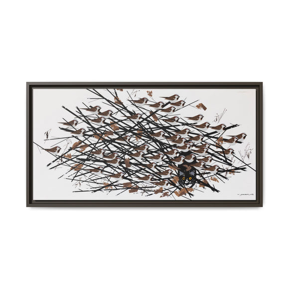 His Eyes Are On The Sparrow Charley Harper Framed Giclee Print Stretched on Canvas