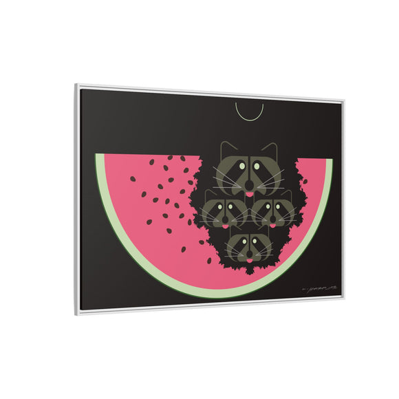 Watermelon Moon Charley Harper Framed Giclee Print on Matte Canvas