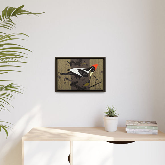 Ivory Billed Woodpecker Charley Harper Framed Giclee Print on Stretched on Canvas