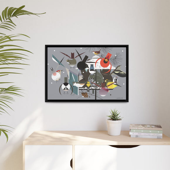 Winter Charley Harper Framed Giclee Print Stretched On Canvas