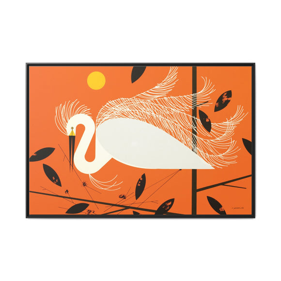 Snowy Egret Charley Harper Framed Giclee Print on Stretched Canvas