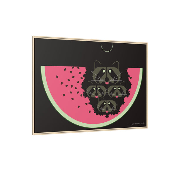 Watermelon Moon Charley Harper Framed Giclee Print on Matte Canvas