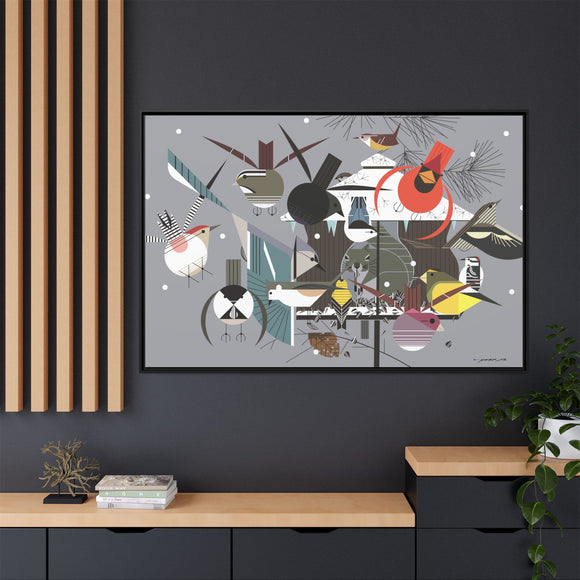 Winter Charley Harper Framed Giclee Print Stretched On Canvas