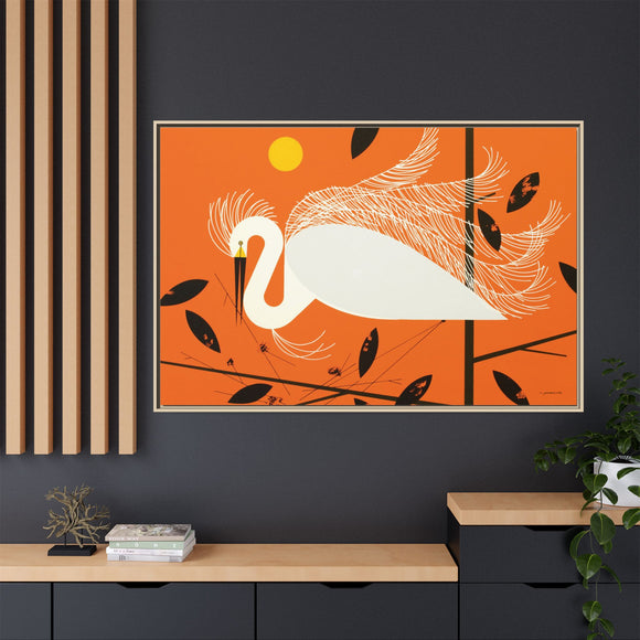 Snowy Egret Charley Harper Framed Giclee Print on Stretched Canvas