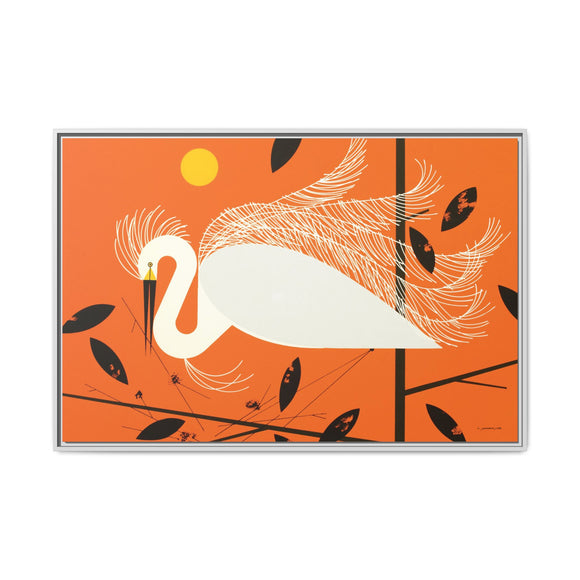 Snowy Egret Charley Harper Framed Giclee Print on Stretched Canvas