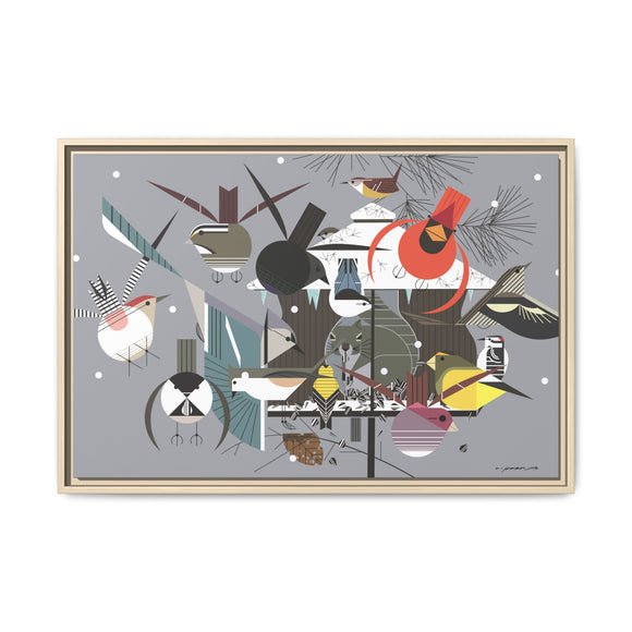 Winter Charley Harper Framed Giclee Print Stretched On Canvas