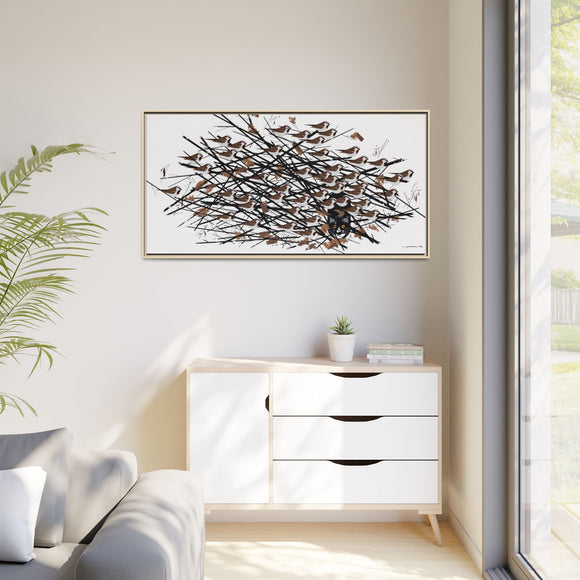 His Eyes Are On The Sparrow Charley Harper Framed Giclee Print Stretched on Canvas
