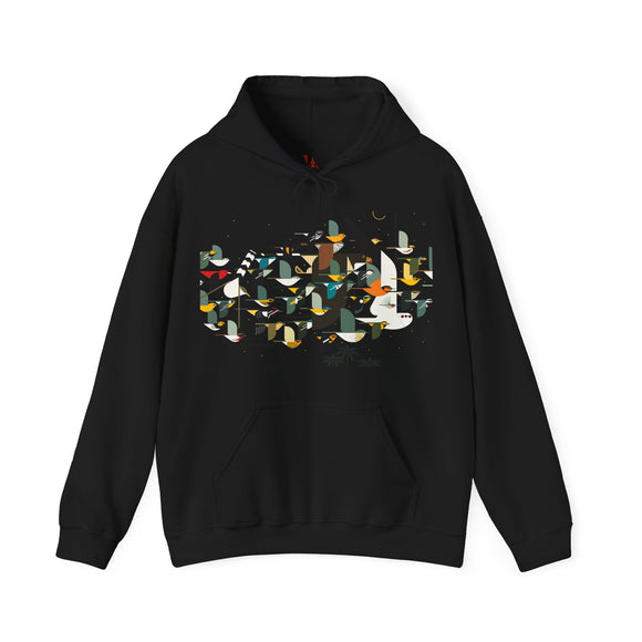 Charley Harper Mystery Of The Missing Migrants Unisex Heavy Blend™ Hooded Sweatshirt