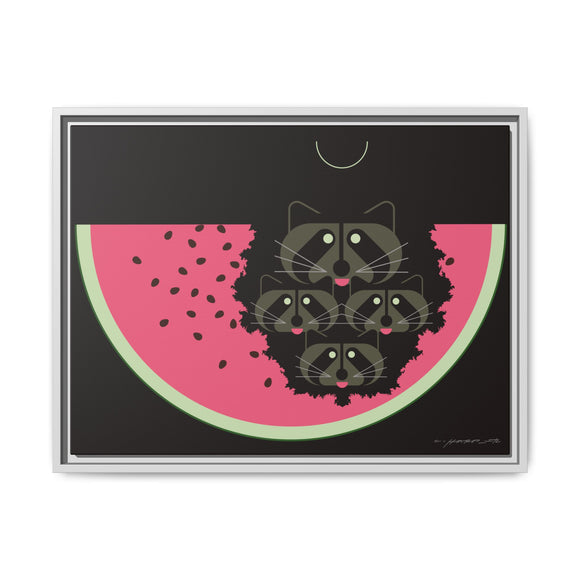 Watermelon Moon Charley Harper Framed Giclee Print on Matte Canvas