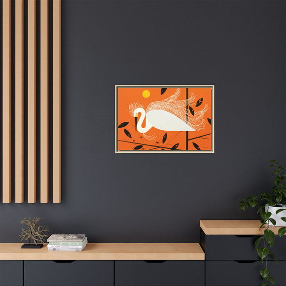 Snowy Egret Charley Harper Framed Giclee Print on Stretched Canvas