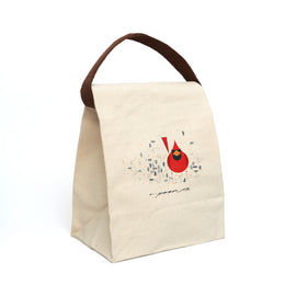 Cardinal Close Up Charley Harper Canvas Lunch Bag With Strap - 0