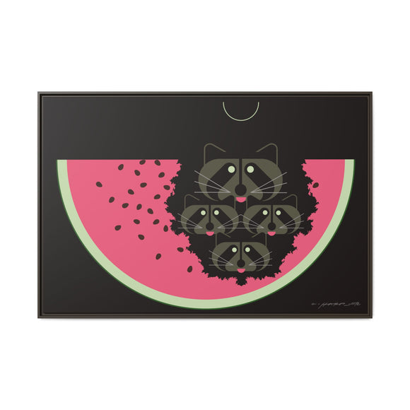 Watermelon Moon Charley Harper Framed Giclee Print on Matte Canvas